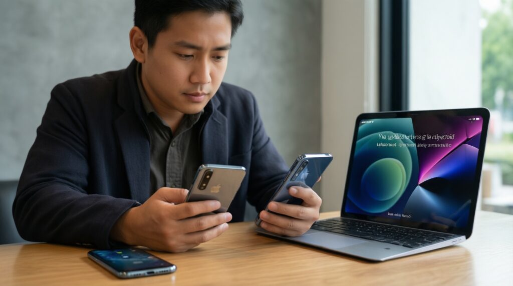 เปรียบเทียบซอฟต์แวร์และอัปเดต: Android แบรนด์ต่างๆ vs iOS ใครลื่นและยืนระยะกว่า - иллюстрация
