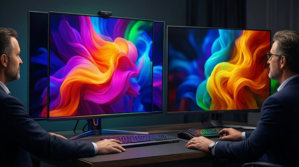เปรียบเทียบหน้าจอ OLED vs LCD บนมือถือ/แท็บเล็ต: ความสว่าง สี และถนอมสายตา - иллюстрация